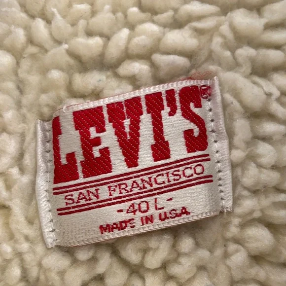 Vintage 80s Levi’s San Francisco Sherpa Lined Denim Trucker Jacket 40L - Picture 6 of 16